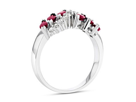 1.25ctw Marquise Ruby and Diamond Ring in 14k White Gold