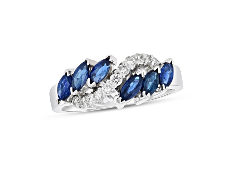 1.25ctw Sapphire and Diamond Ring in 14k White Gold