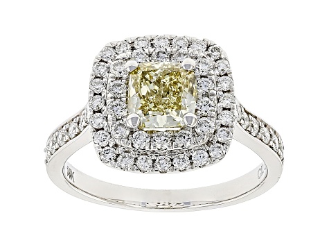 Yellow and White Lab-Grown Diamond 14k White Gold Ring 2.00ctw