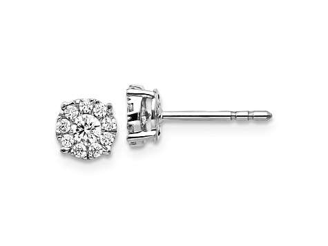 Rhodium Over 10k White Gold 7mm 0.36ctw Diamond Cluster Stud Earrings