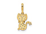 14K Yellow Gold Cubic Zirconia Cat Pendant