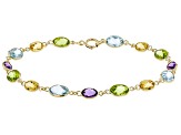 Multi-Gem 14k Yellow Gold Bracelet 7.50ctw