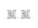 Princess Cut White IGI Certified Lab-Grown Diamond 18k White Gold Stud Earrings 1.00ctw