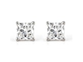 Princess Cut White Lab-Grown Diamond 18k White Gold Stud Earrings 1.00ctw