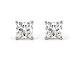 Certified Princess Cut White Lab-Grown Diamond E-F SI 18k White Gold Stud Earrings 1.00ctw