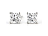 Certified Princess Cut White Lab-Grown Diamond E-F SI 18k White Gold Stud Earrings 1.00ctw