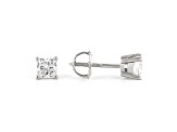 Princess Cut White Lab-Grown Diamond 18k White Gold Stud Earrings 1.00ctw