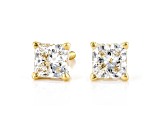 Princess Cut White Lab-Grown Diamond 18k Yellow Gold Stud Earrings 1.00ctw