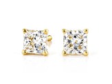 Certified Princess Cut White Lab-Grown Diamond E-F SI 18k Yellow Gold Stud Earrings 1.00ctw