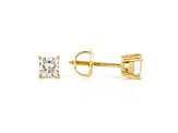 Certified Princess Cut White Lab-Grown Diamond E-F SI 18k Yellow Gold Stud Earrings 1.00ctw