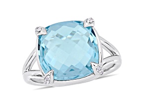 9ctw Sky Blue and White Topaz Split Shank Cocktail Ring in Sterling Silver