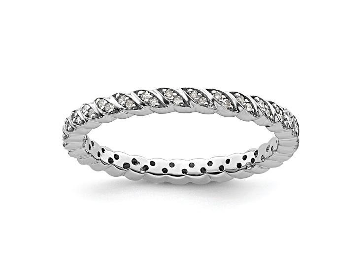 Sterling Silver Stackable Expressions Polished Diamond Ring 0.18ctw