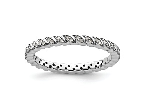 Sterling Silver Stackable Expressions Polished Diamond Ring 0.18ctw