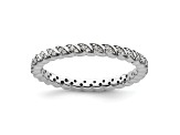 Sterling Silver Stackable Expressions Polished Diamond Ring 0.18ctw