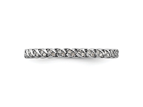 Sterling Silver Stackable Expressions Polished Diamond Ring 0.18ctw
