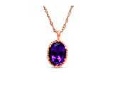 Oval Amethyst 18K Rose Gold Over Sterling Silver Pendant with 18" box chain, 6.12ctw