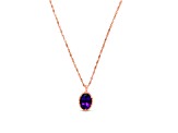Oval Amethyst 18K Rose Gold Over Sterling Silver Pendant with 18" box chain, 6.12ctw