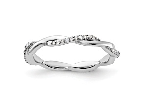 Sterling Silver Stackable Expressions Polished Diamond Ring 0.132ctw