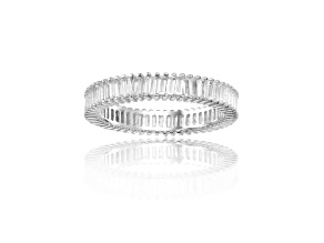 Baguette White Topaz Sterling Silver Eternity Band Ring, 1.00ctw