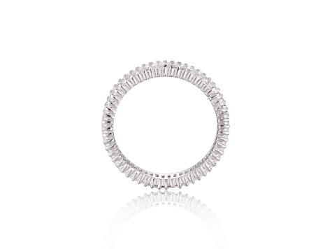 Baguette White Topaz Sterling Silver Eternity Band Ring, 1.00ctw