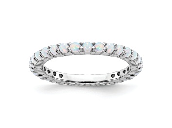 Picture of Sterling Silver Stackable Expressions Lab Created Opal Ring 0.76ctw
