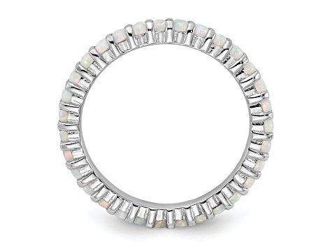 Sterling Silver Stackable Expressions Lab Created Opal Ring 0.76ctw ...