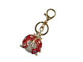 Gold Tone Red and AB Crystal Lady Bug Keychain