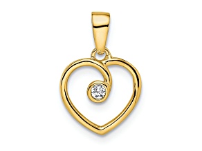 14k Yellow Gold Polished Heart Diamond Pendant