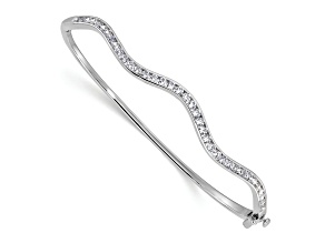 Rhodium Over 14K White Gold Lab Grown Diamond VS/SI GH, Wavy Bangle Bracelet 1.284ctw