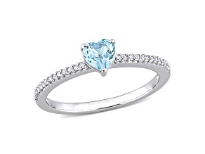 Sky Blue Topaz & Diamond 10K White Gold Ring 0.63ctw