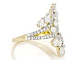 White Lab-Grown Diamond 14k Yellow Gold Leaf Bypass Ring 1.50ctw