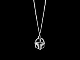 Star Wars™ Fine Jewelry The Mandalorian™ Black & White Diamond Rhodium Over Silver Pendant 0.10ctw