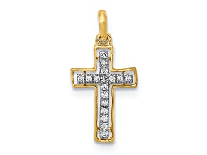 14K Two-tone Gold Diamond Cross Pendant