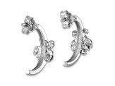 Rhodium Over Sterling Silver Crystal Turtle J-Hoop Earrings