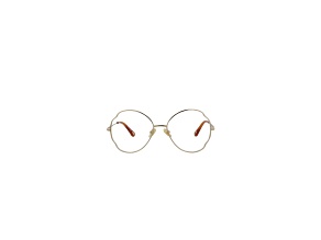Chloe Round Full-Frame Gold Tone Eyeglass Frames with Orange Accents