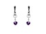 Amethyst Rhodium Over Sterling Silver Dangling Heart Earrings