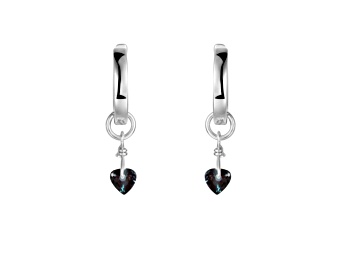 Picture of Green Lab Alexandrite Rhodium Over Sterling Silver Dangling Heart Earrings