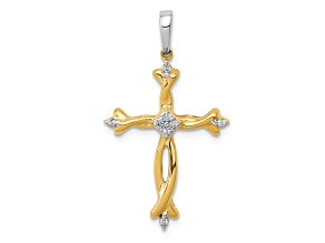 14k Two-tone Gold Diamond Cross Pendant