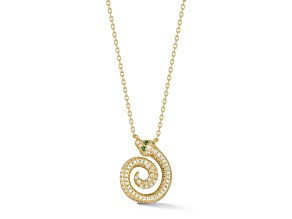 Sterling Statements 14K Yellow Gold Over Sterling Silver Green and White Pave Snake Pendant Necklace