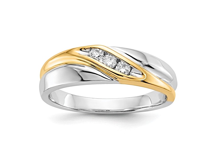14K Two-tone Yellow and White Gold Lab Grown Diamond Men's Ring