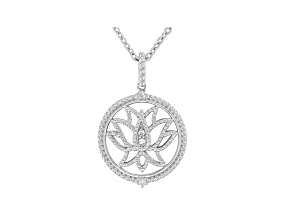 Judith Ripka Rhodium Over Sterling Silver Lotus Flower Necklace with White Topaz Accents