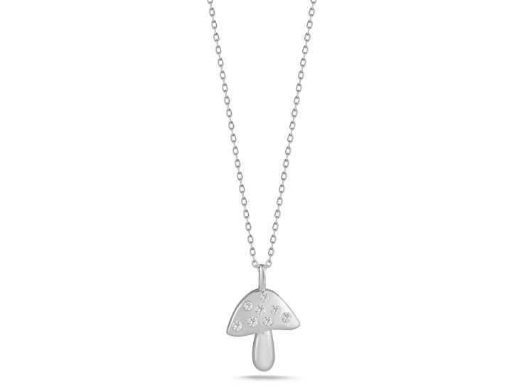 Sterling Statements Rhodium Over Sterling Silver CZ Mushroom Necklace
