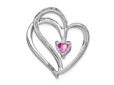 Rhodium Over 14k White Gold Pink Sapphire and Diamond Heart Chain Slide
