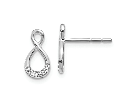 Rhodium Over 14k White Gold Diamond Twisted Stud Earrings