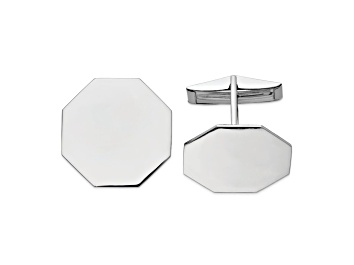 Picture of Rhodium Over 14K White Gold Men's Octagonal Cuff Links