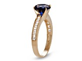 Blue Lab Created Sapphire 10K Yellow Gold Ring 2.86ctw