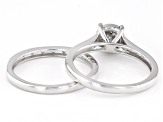 White Diamond Rhodium Over Sterling Silver Ring Set 0.20ctw