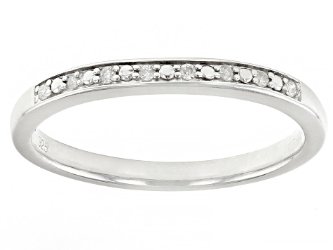 White Diamond Rhodium Over Sterling Silver Ring Set 0.20ctw