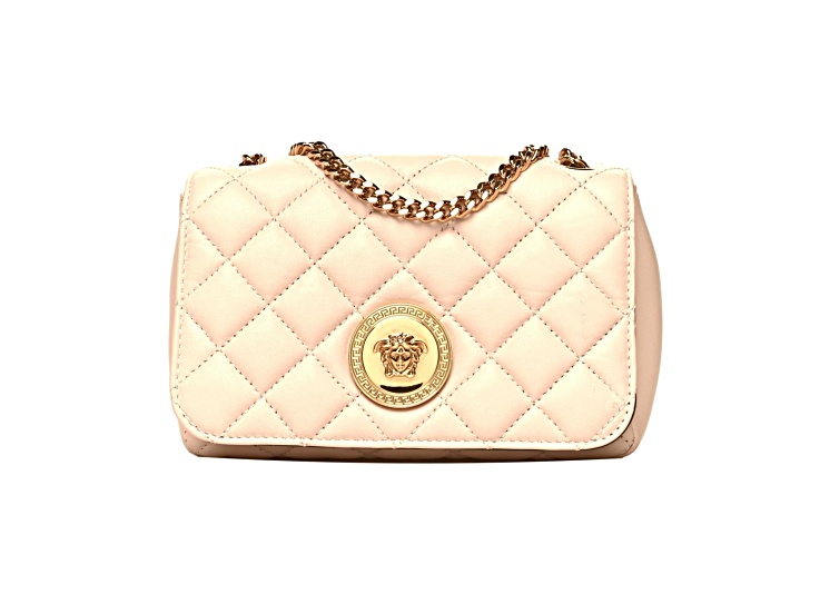 Versace La Medusa Nappa Quilted Beige Leather Chain Small