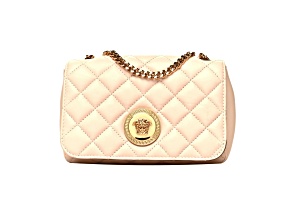 Versace La Medusa Nappa Quilted Beige Leather Chain Small Crossbody Bag